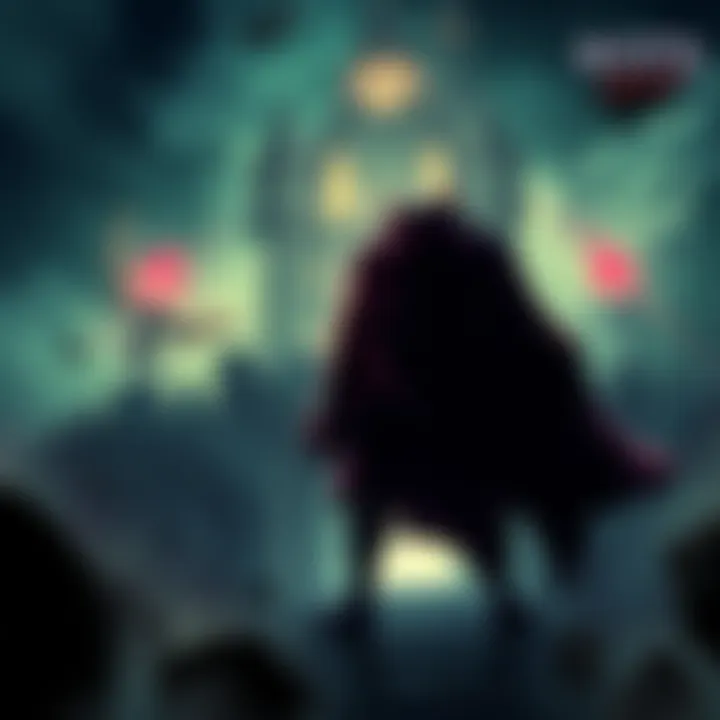 Richter Belmont character from Symphony of the Night standing in a castle, with a dark and mysterious atmosphere after being defeated by the player.