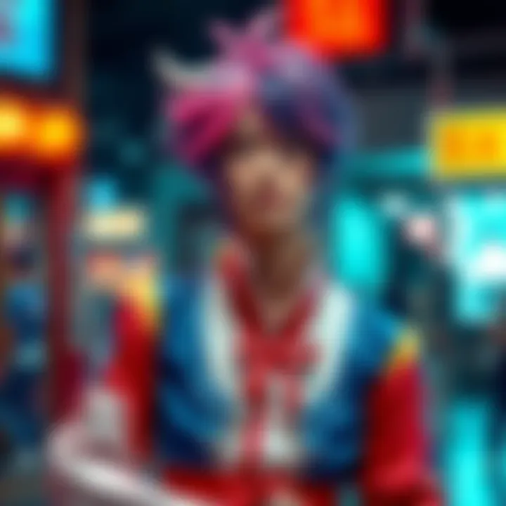 A person dressed as Souichi, showcasing a detailed costume and vibrant colors, ready for a cosplay event