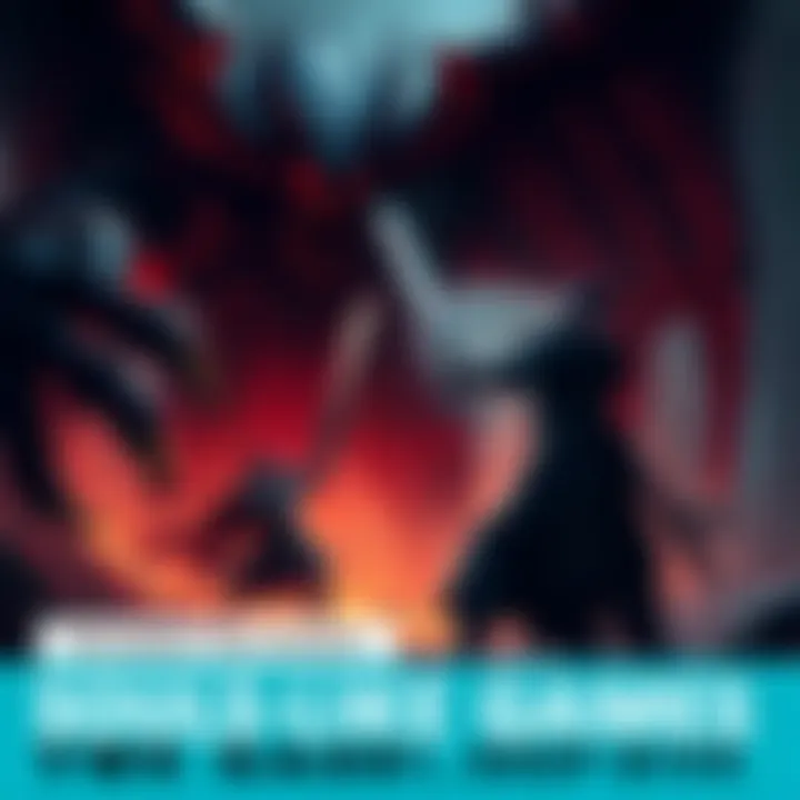 A character in armor battles a large monster with a sword in a dark and mystical setting.