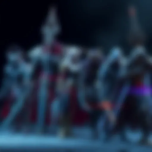 A collection of characters from popular soulslike games, showcasing unique armor and weapons, ready for battle in a dark fantasy setting.