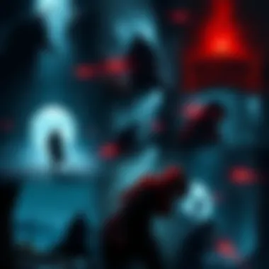 A collage of various dark and atmospheric soulslike game scenes with characters showcasing dodging mechanics and strategic environments.