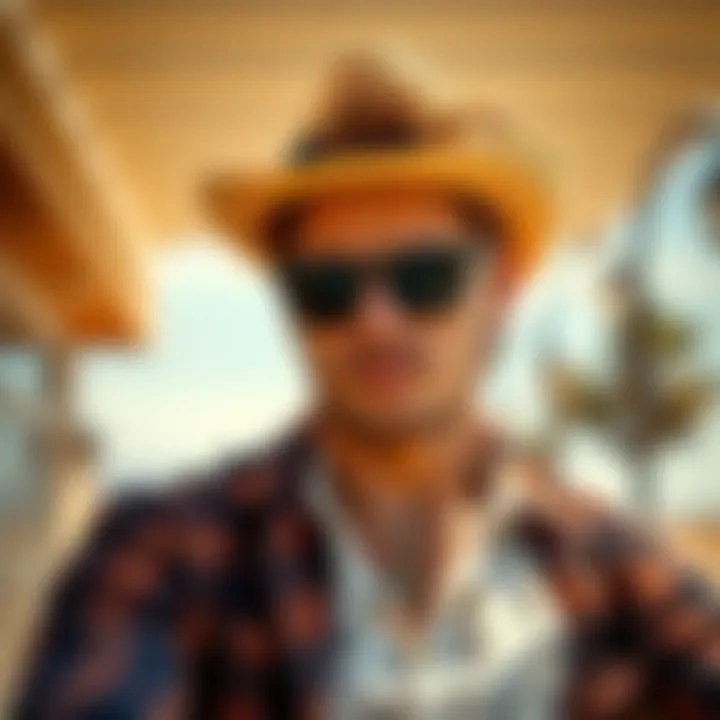 A stylish person in southern attire wearing sunglasses on a sunny day, reflecting summer vibes