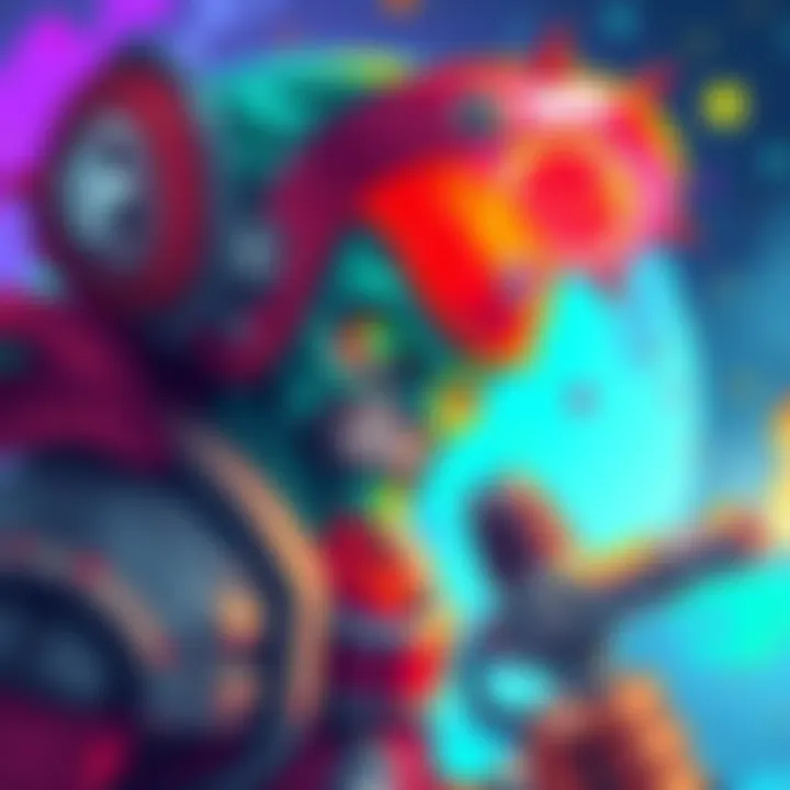 A colorful illustration of a character known as Space Maid Doomguy, featuring a blend of sci-fi and fantasy elements, showcasing the artist's distinct style.