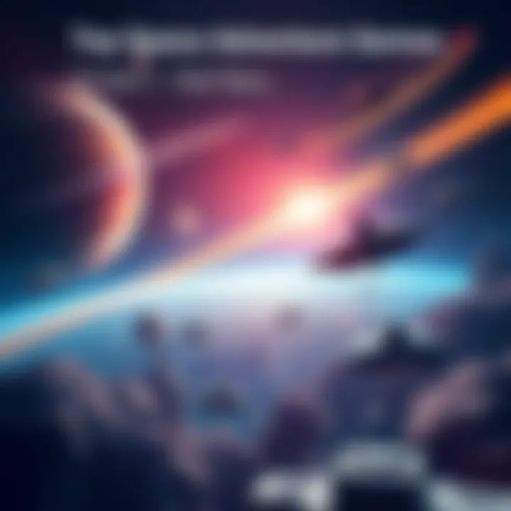 A vibrant scene showcasing various space adventure games with spaceships and planets