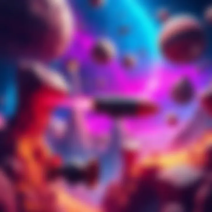 A colorful scene of a spaceship exploring vibrant alien planets with puzzles and adventures awaiting, capturing the essence of casual gaming.