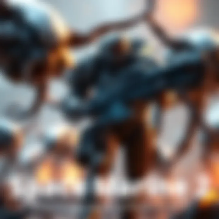 A futuristic soldier in armored gear battling alien creatures in a sci-fi environment.