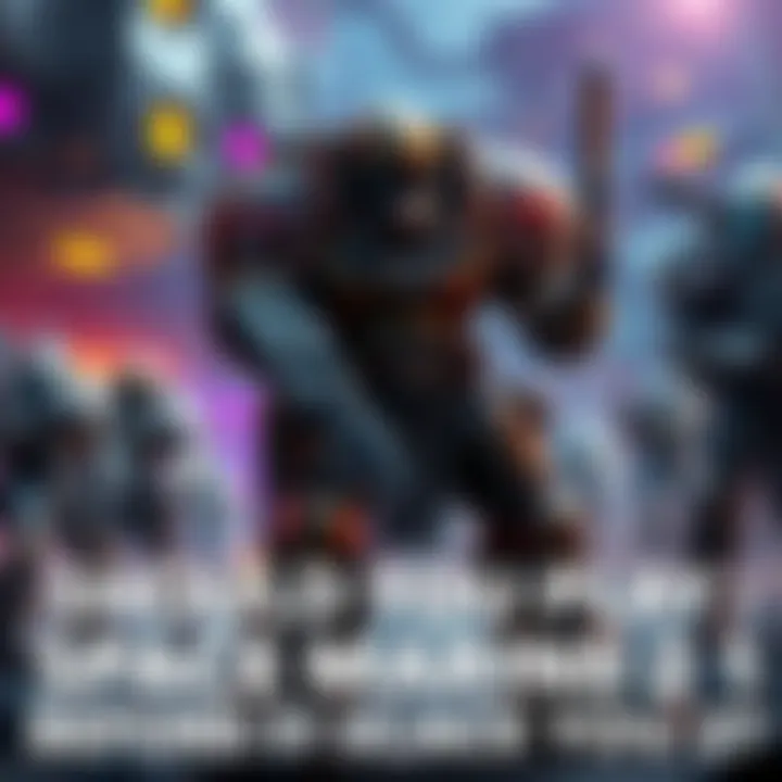 A Space Marine character standing ready for battle in a sci-fi environment, showcasing armor and weaponry