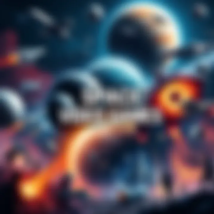 A collage of various space-themed video games featuring spaceships, planets, and characters from PS5 and PC titles.