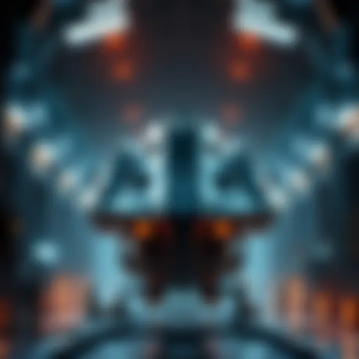 A spaceship being built in a futuristic hangar, showing advanced technology and workers assembling parts.