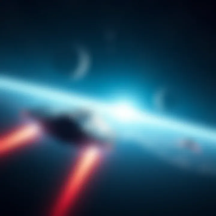 A sleek spaceship flying through a starry space with distant planets, representing freedom and exploration in a vast universe