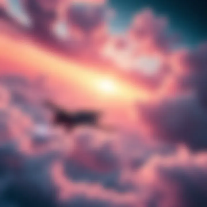 A spaceship flying over a colorful planet with diverse landscapes and clouds.