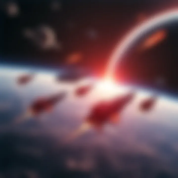 Spaceships positioned strategically near hai planets to gather tribute while avoiding conflict