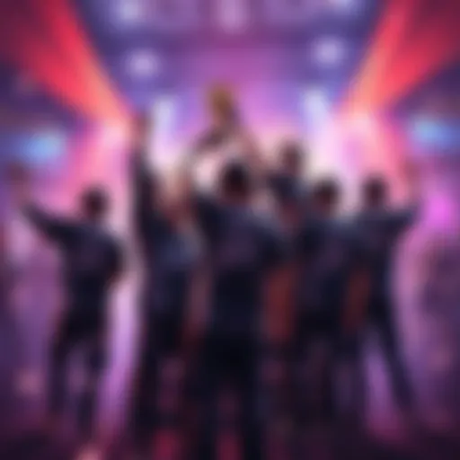 Spacestation Gaming team members celebrate their 3-1 victory over Disguised in the Overwatch Champions Series 2026, showcasing their teamwork and excitement after the match.