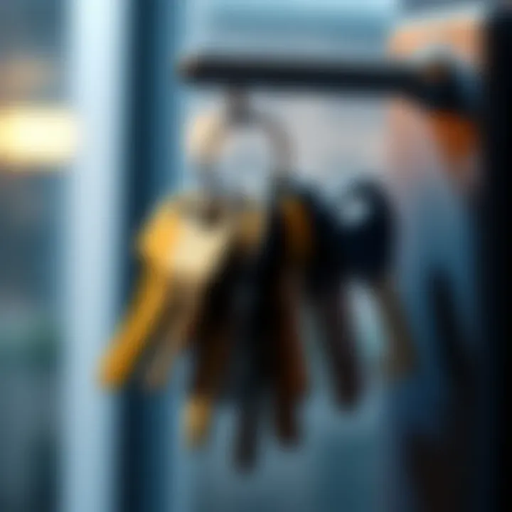 Extra keys on a keyring A keyring with multiple spare keys hanging on a hook, symbolizing excess keys taking up space.