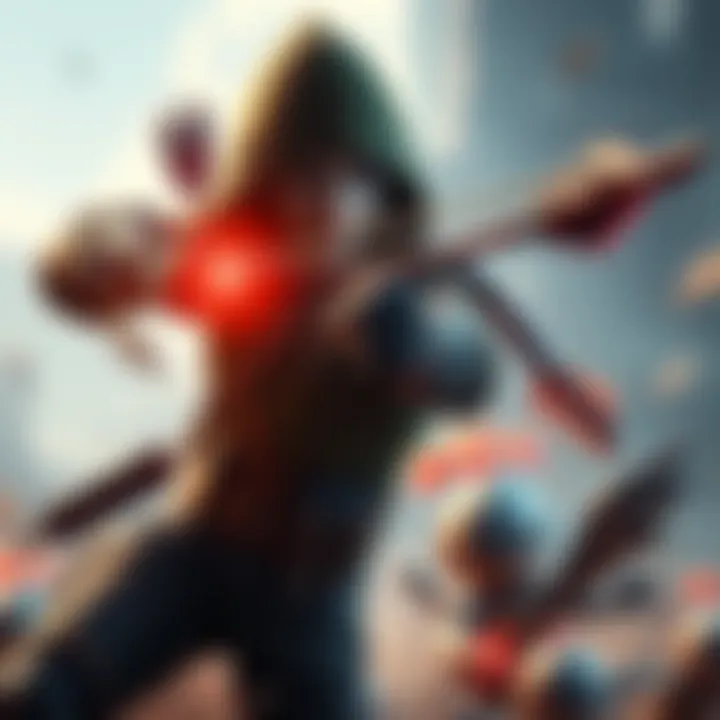 Sparrow shoots an arrow while enemy minions turn towards him, showing gameplay bug