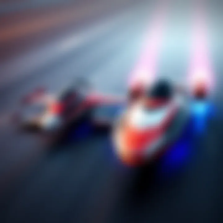 A Sparrow and a Skimmer positioned side by side, engines revving, ready to race in SRL.