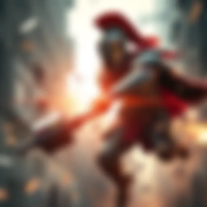 A Spartan character wearing stylish armor is flying through the air while being knocked by a gravity hammer in a chaotic gaming scene.