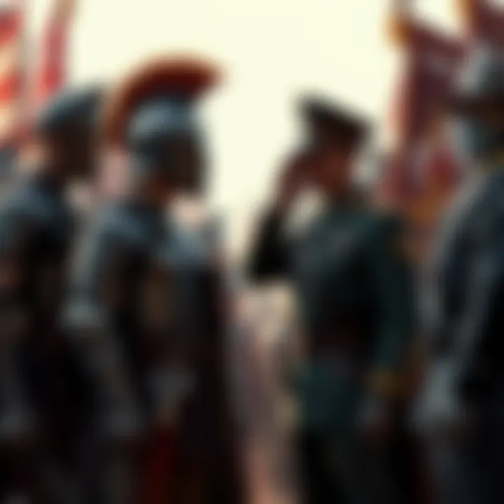 Comparison of Spartan 2s and Spartan 4s Spartan 2 soldiers in armor stand together, while Spartan 4 soldiers in officer ranks salute, showing a clear rank disparity.