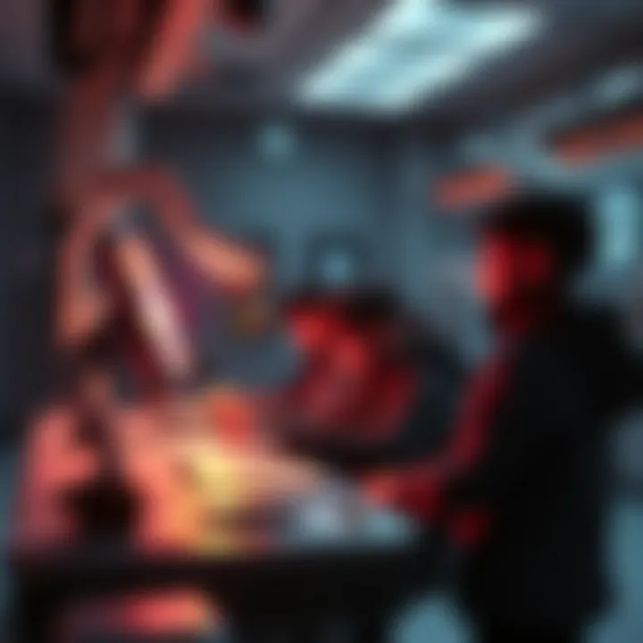 A stark laboratory setting showing children undergoing a medical enhancement procedure with futuristic equipment.