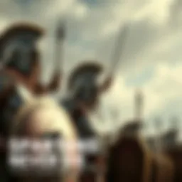 A group of Spartan soldiers in armor, standing strong with shields and swords raised, symbolizing their legacy in battle.