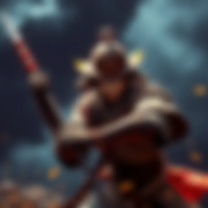 A character holding a spear in Nioh 1, ready for battle against enemies.