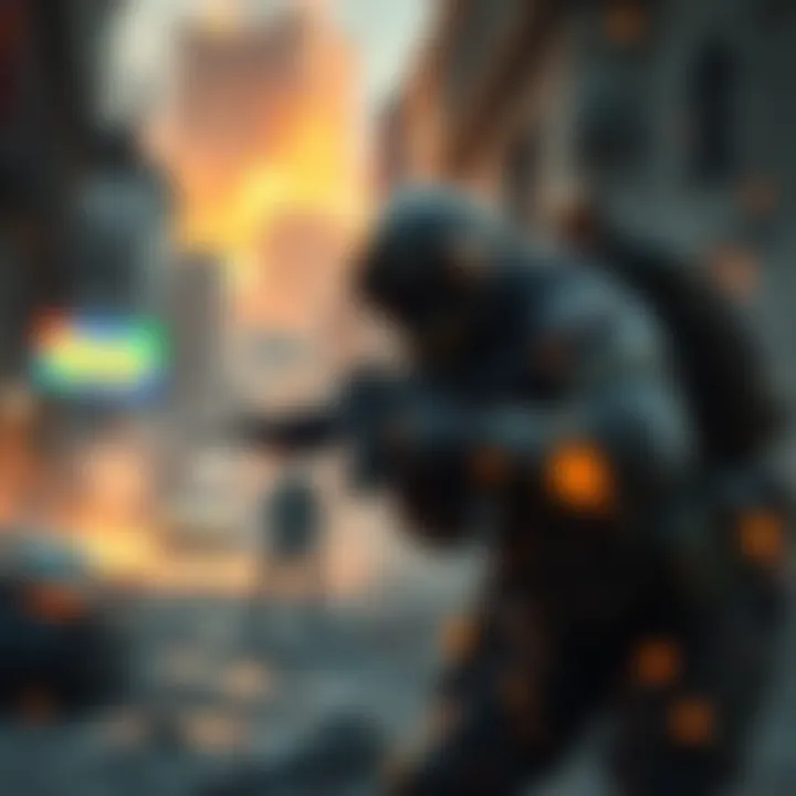 A character in military gear takes cover in a war-torn city environment while shooting at enemies, showcasing action from Spec Ops The Line.