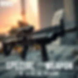 A specially designed weapon showcasing distinct features for targeted missions, set against a military backdrop.