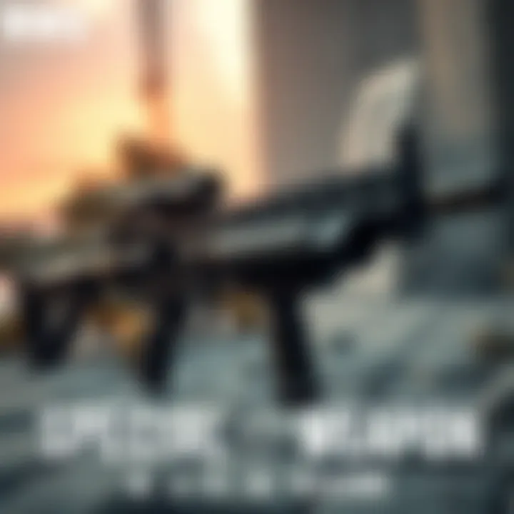 A specially designed weapon showcasing distinct features for targeted missions, set against a military backdrop.