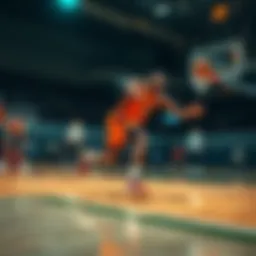 A player performing an impressive dribble with the Spectre, leaving defenders off balance on the court.