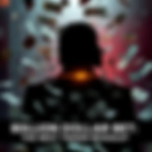 A character silhouette with dramatic lighting, suggesting mystery and intrigue, surrounded by dollar bills, symbolizing a big bet on their role as the twist villain.