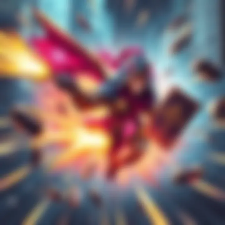 Speeding up Herald Cards A visual representation of herald cards being optimized for faster gameplay, showcasing dynamic elements that suggest speed and efficiency.