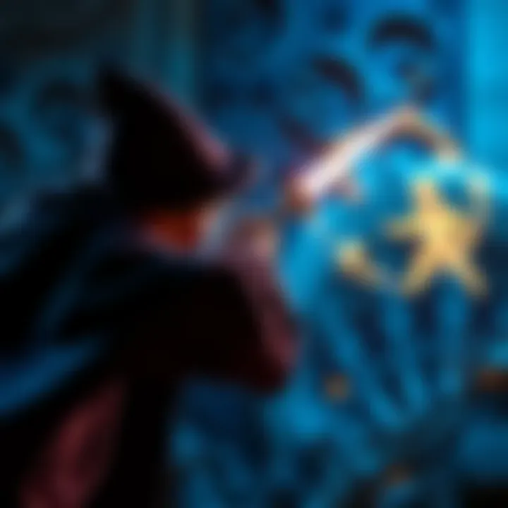 A wizard character aiming a spell at a distant target with a glowing spell effect, representing casting range issues in gaming