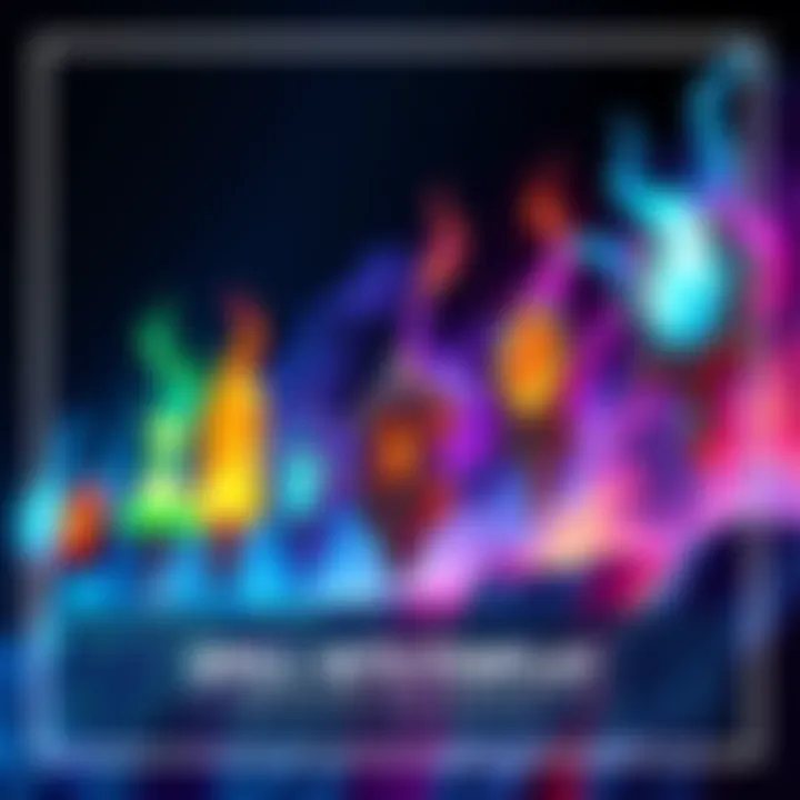 Spell Sets for Gameplay A selection of magical spells glowing with energy, showcasing various colors and effects, representing different strategies in gameplay.