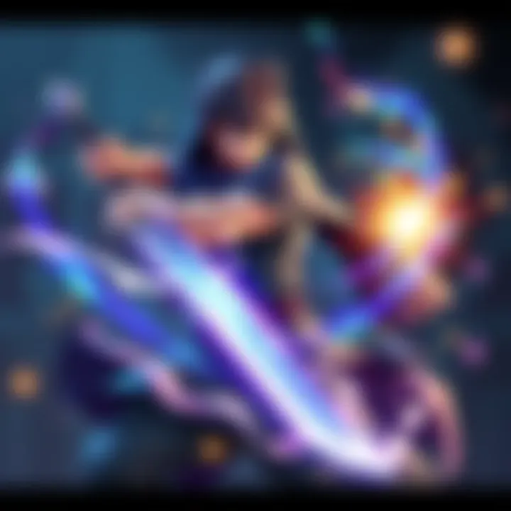 A character wielding a sword infused with magic energy while casting a spell, emphasizing Intelligence and Faith attributes.