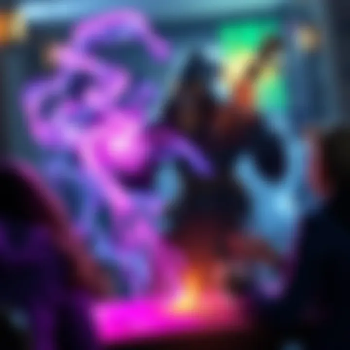 A mage casting a spell during a game session, with colorful magical energy swirling around.