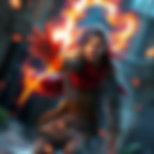 A character casting a powerful spell with a bright glow, showcasing the effects of magic in a fantasy game setting.