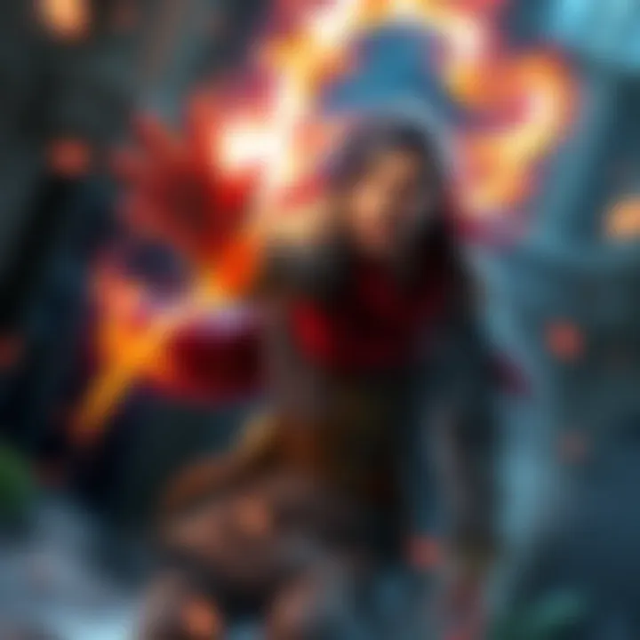A character casting a powerful spell with a bright glow, showcasing the effects of magic in a fantasy game setting.