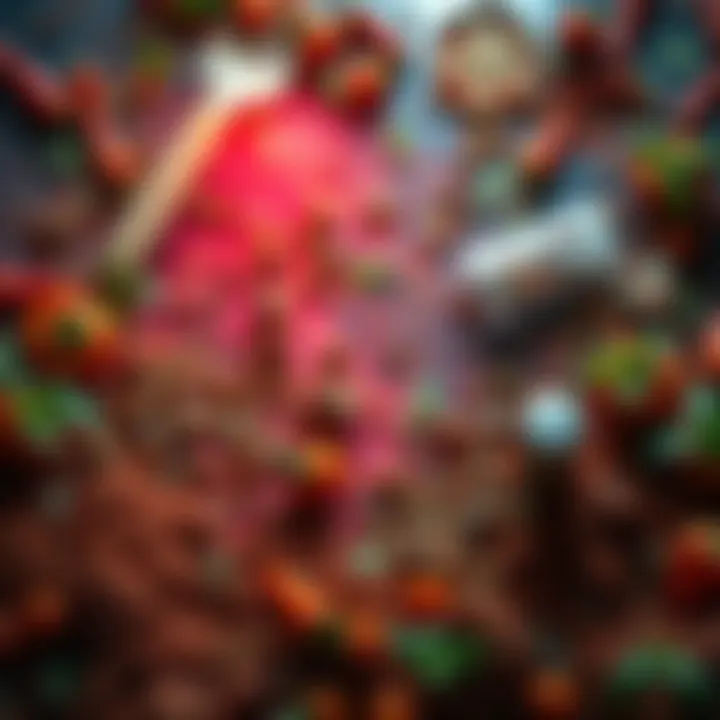 An overloaded scene showing excessive paprika and basil in a video game setting, making it difficult to see characters or gameplay clearly