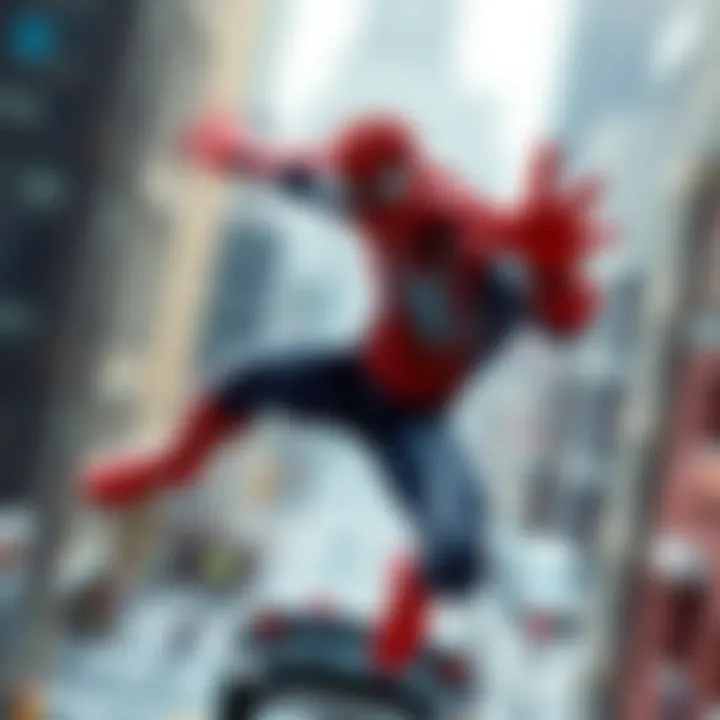 A scene showing the stop motion process of Spider-Man in action, capturing the character mid-leap with detailed animation figures.