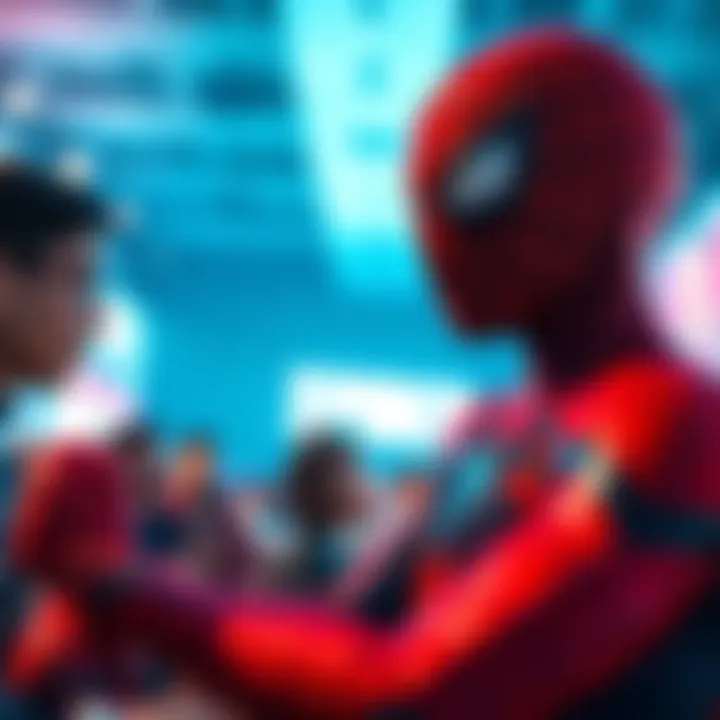 Fans discussing design changes for Spider-Man's suit with classic red and blue colors in a lively forum setting.