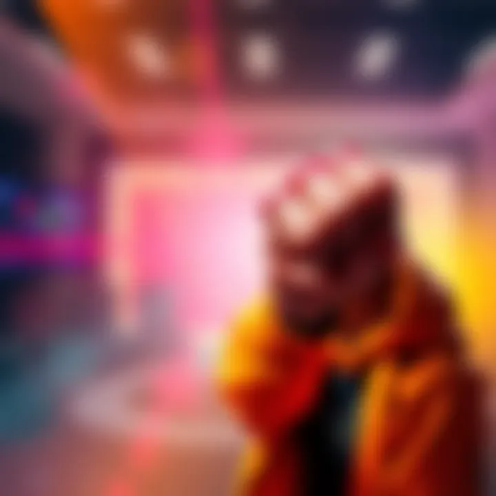 A person giving a fist bump in a colorful, vibrant style inspired by Spider Punk.