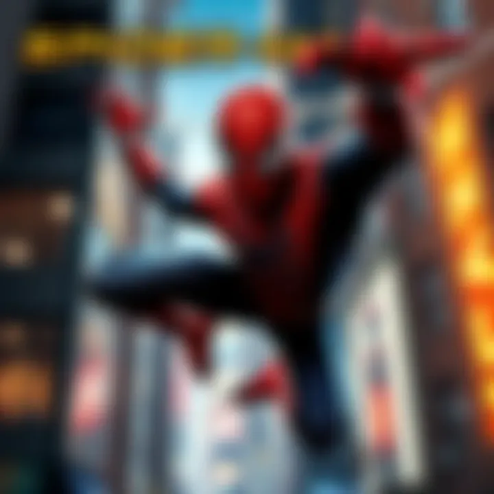 Spider-Man in Action Spider-Man swinging through the city in a thrilling scene from Spider-Man 2, showcasing his agility and strength.