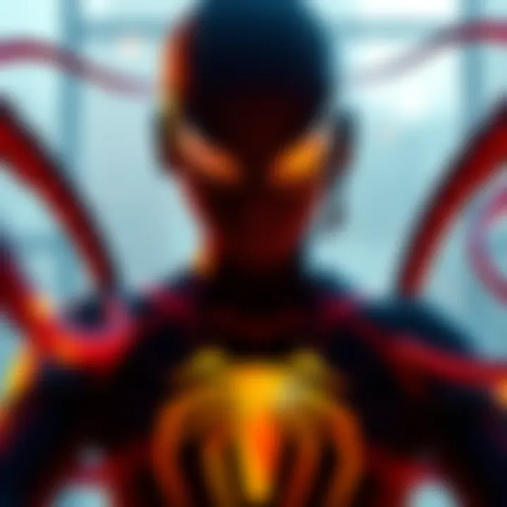 Spider-Man wearing a black suit, showcasing tentacle-like appendages extending from his back, ready for action.