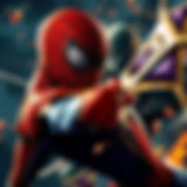 Spiderman in Combat Spiderman holding back his punch while facing a supervillain, showcasing his fighting style