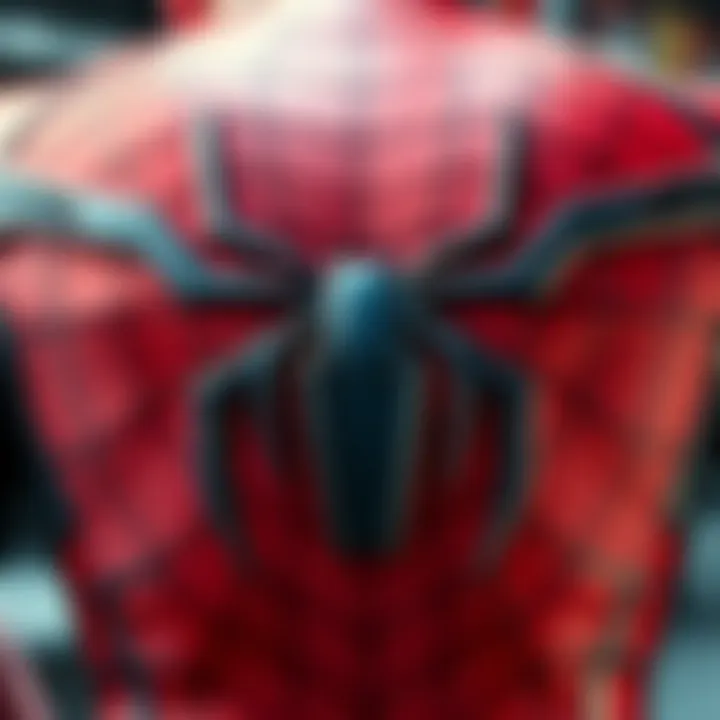 Close-up of Spider-Man's back emblem showcasing its design and details.