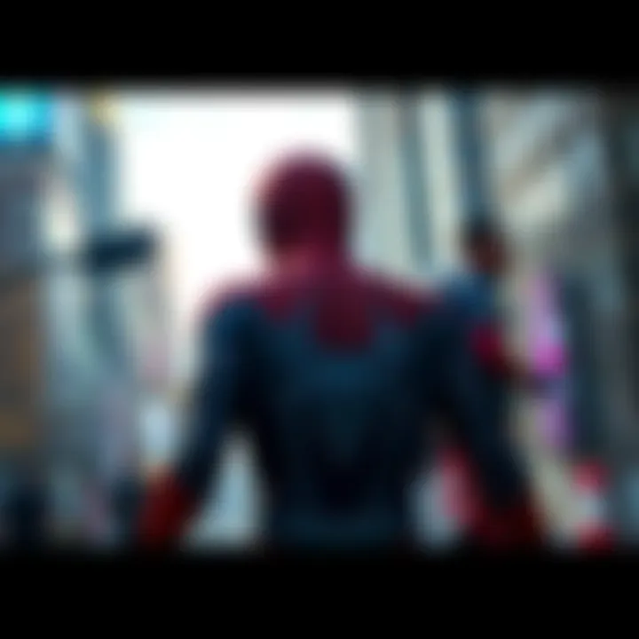 Spiderman in a cityscape facing off against SABLE agents, highlighting tense confrontations reminiscent of real-life issues.