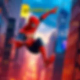 Spider-Man swinging through the city Spider-Man in a dynamic pose swinging between skyscrapers in a vibrant city setting