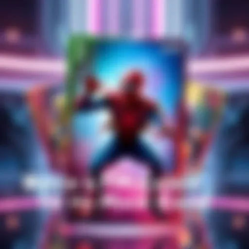 A colorful digital card featuring Spidey 2099 in a dynamic pose, surrounded by various LTM card options, reflecting players' discussions on which should enter the main game.
