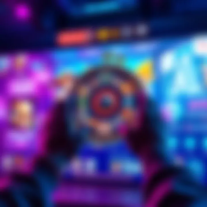 A player spinning characters on the Main Menu of the game, showcasing a vibrant interface and exciting visuals.