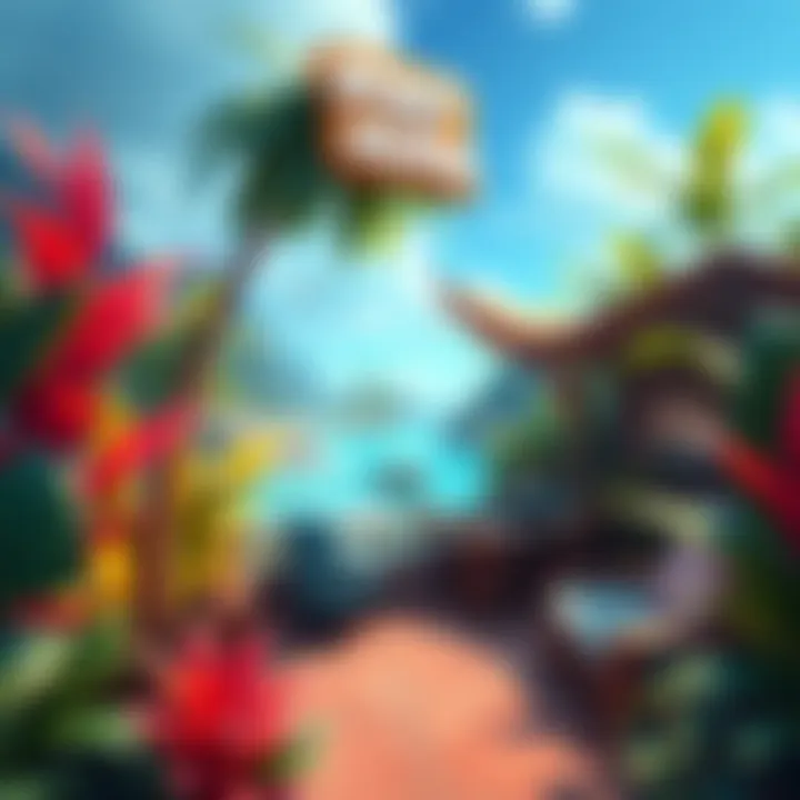Spirit of the Island Giveaway A tropical island scene with vibrant plants and a cozy gaming setup, inviting players to join a giveaway for Spirit of the Island.